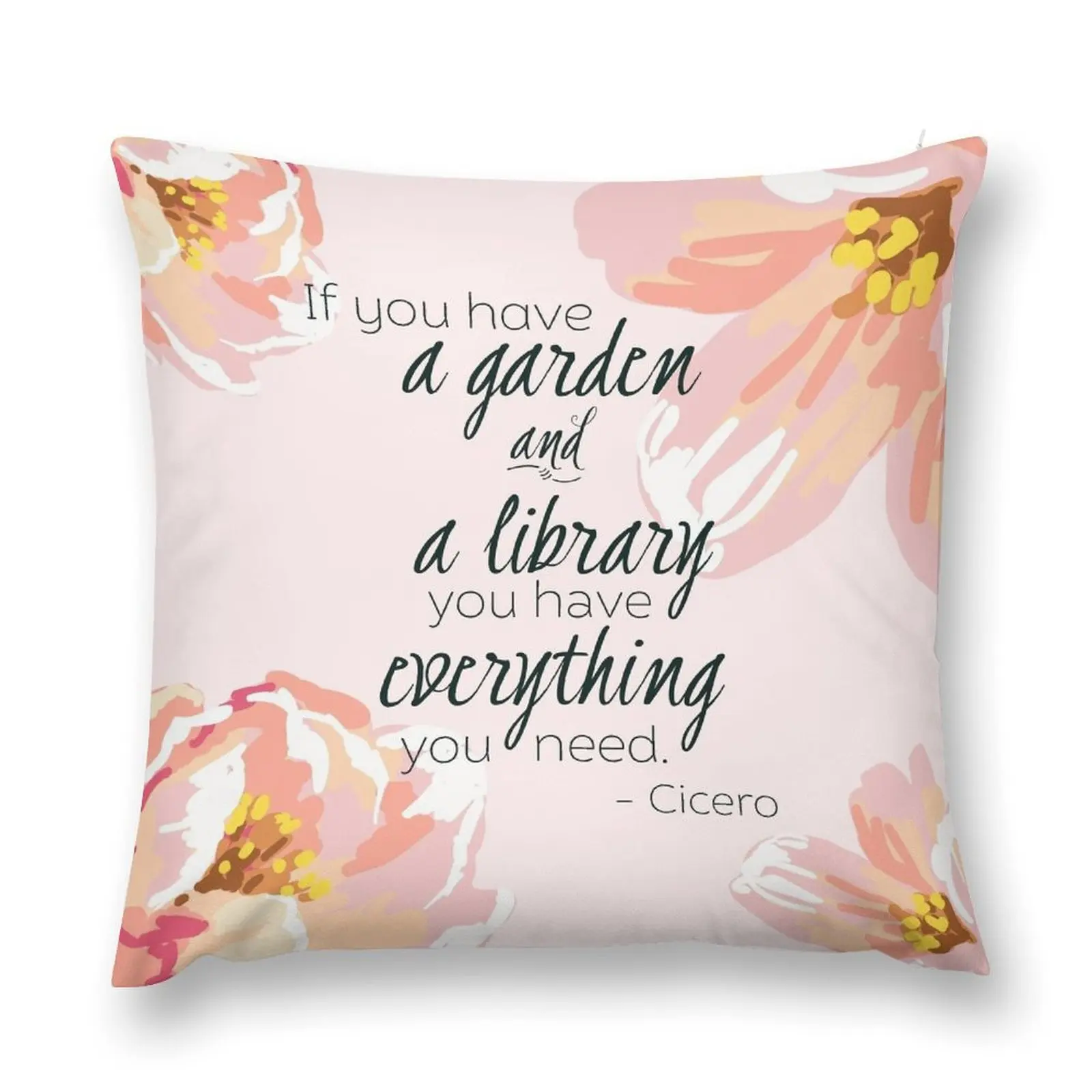 Диванная подушка для сада и библиотеки (цитата Цицерона) предметы домашнего