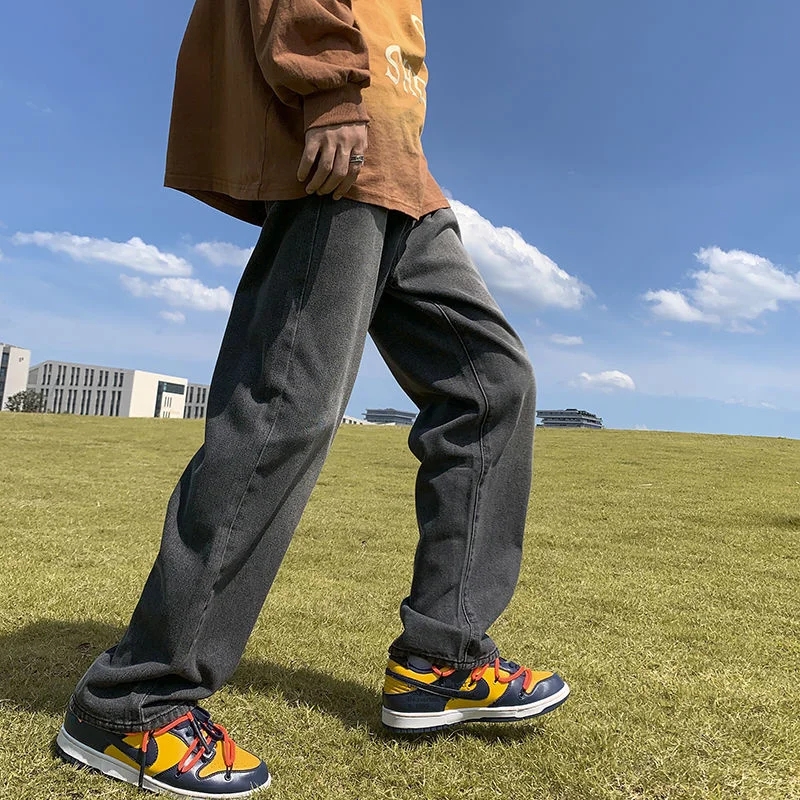 Autumn 4 Colors Baggy Jeans Men Fashion Harajuku Casual Straight Jeans Streetwear Hip Hop Loose Denim Pants Mens Trousers M-2XL