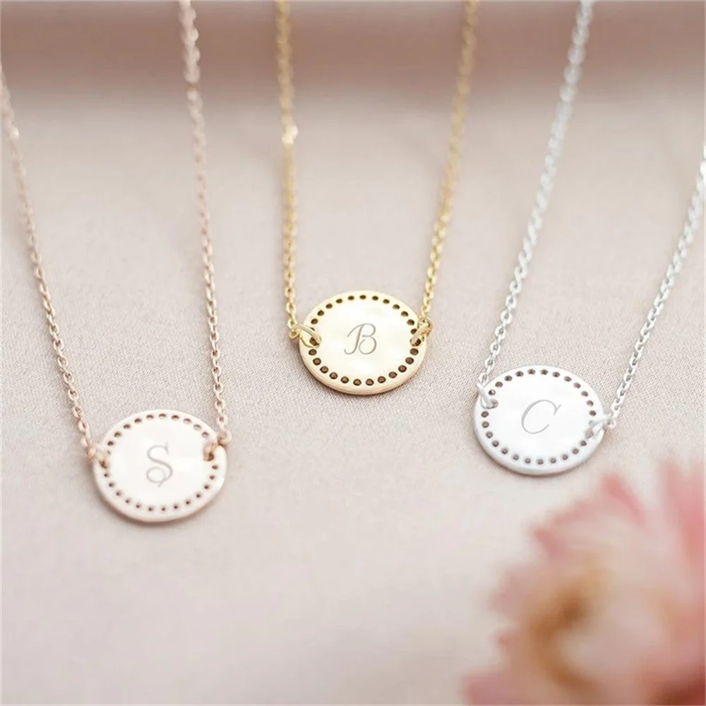 Personalized Custom Women's Necklace Exquisite Initial Disk Alphanumeric Engraved Stainless Steel Custom Unique Necklace Jewelry