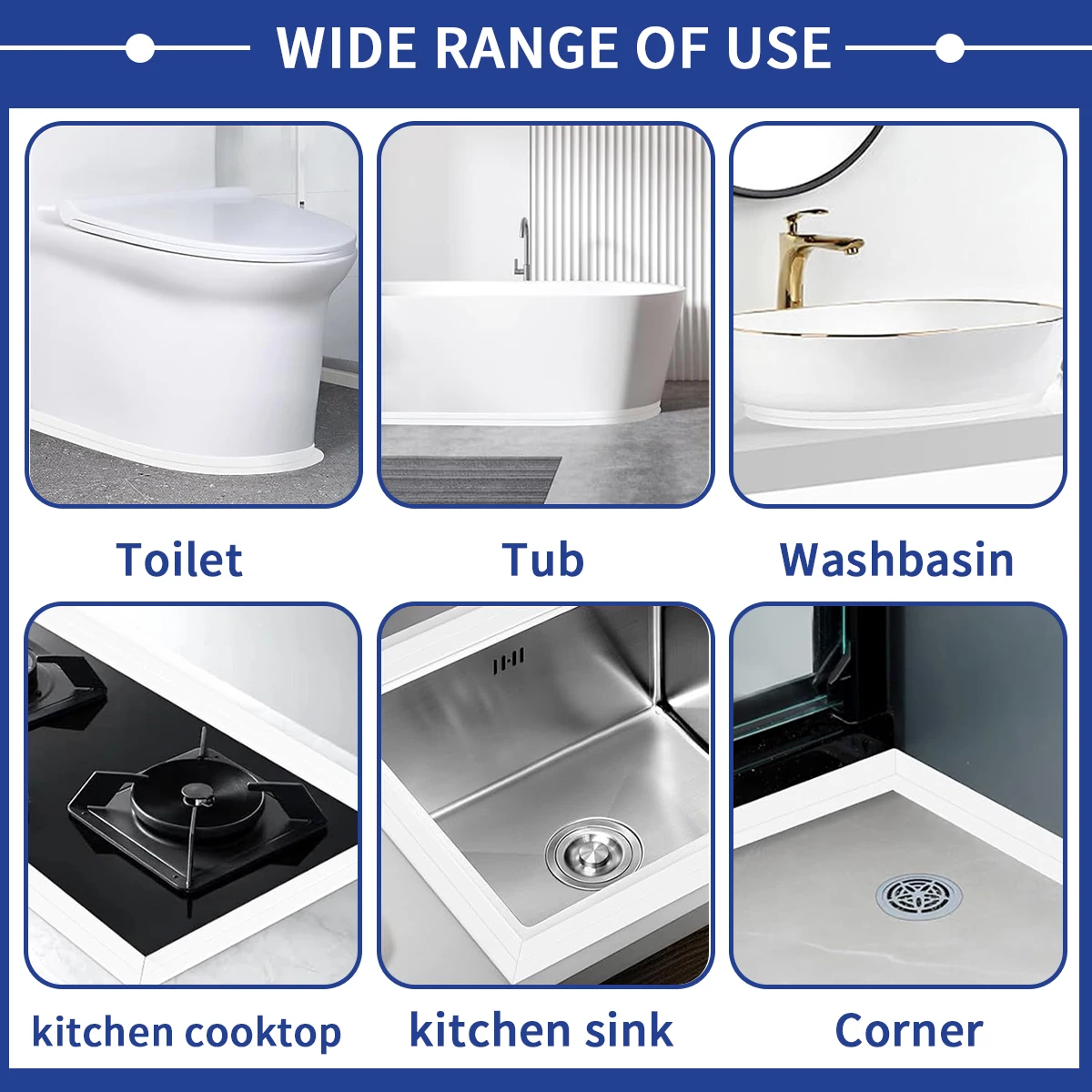 Уплотнительная лента из ПВХ белая водонепроницаемая для ванной комнаты туалета