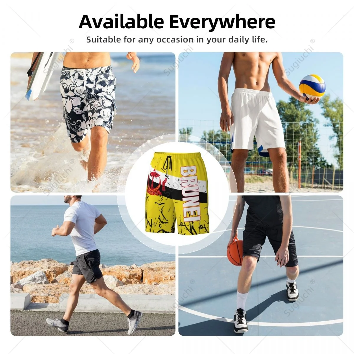 Мужские пляжные шорты с брунейским флагом для серфинга мальчиков футбола езды на