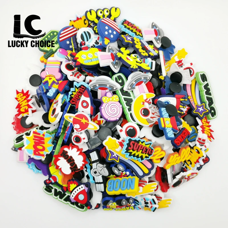 

10/25pcs PVC Shoe Buckle Croc Shoes Charms Cute Astronaut Planet Shoe Decoration for Croc Charms Bracelets Kids Gift