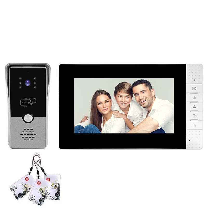 7 Inch Video Intercom Support Lock RFID Remote Access Control System Wired Video Door Phone for Home Security Protection