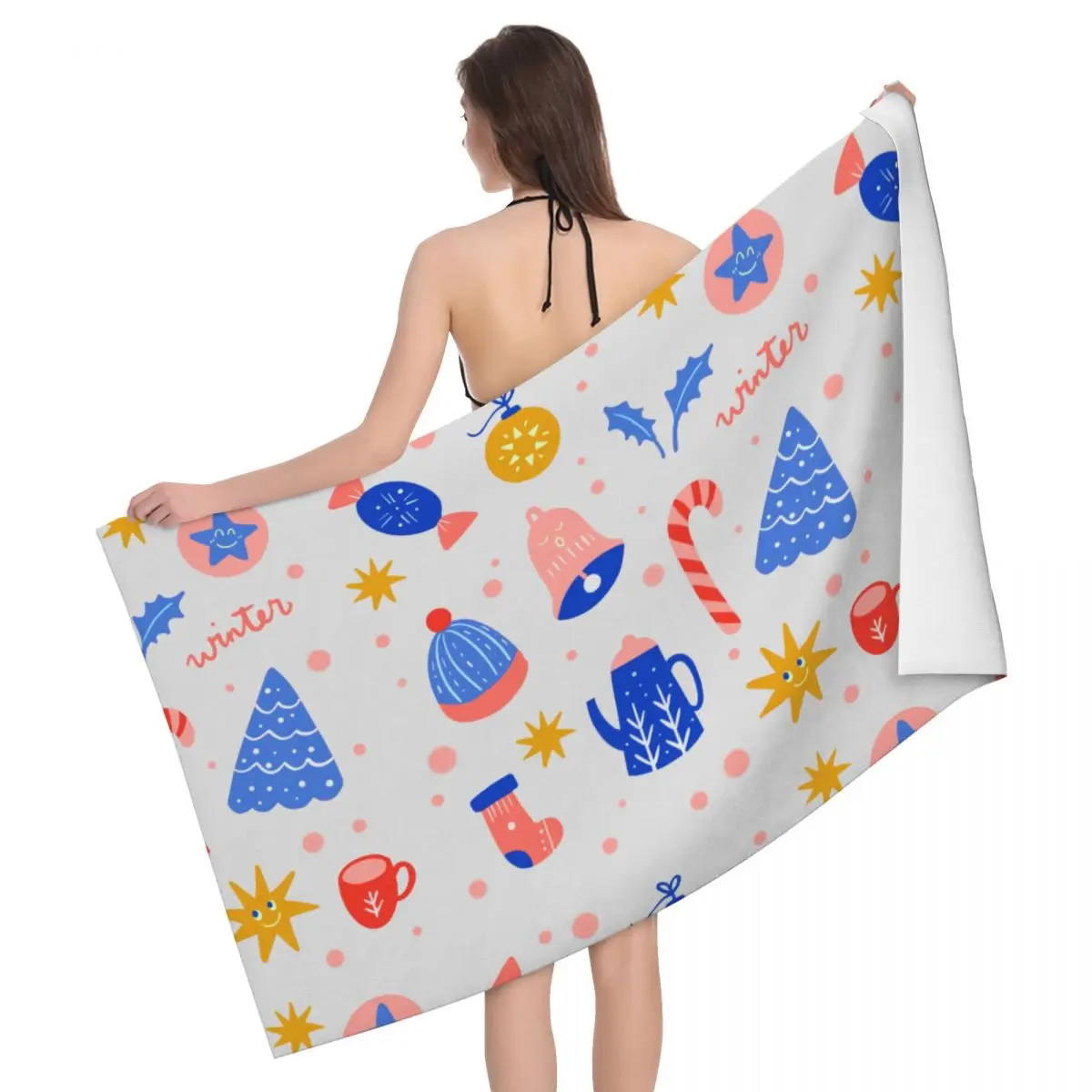 

Winter,christmas,home Beach Towels Pool Towels Large Sand Free Microfiber Beach Towels, Quick Dry Lightweight Bath Swim Towels