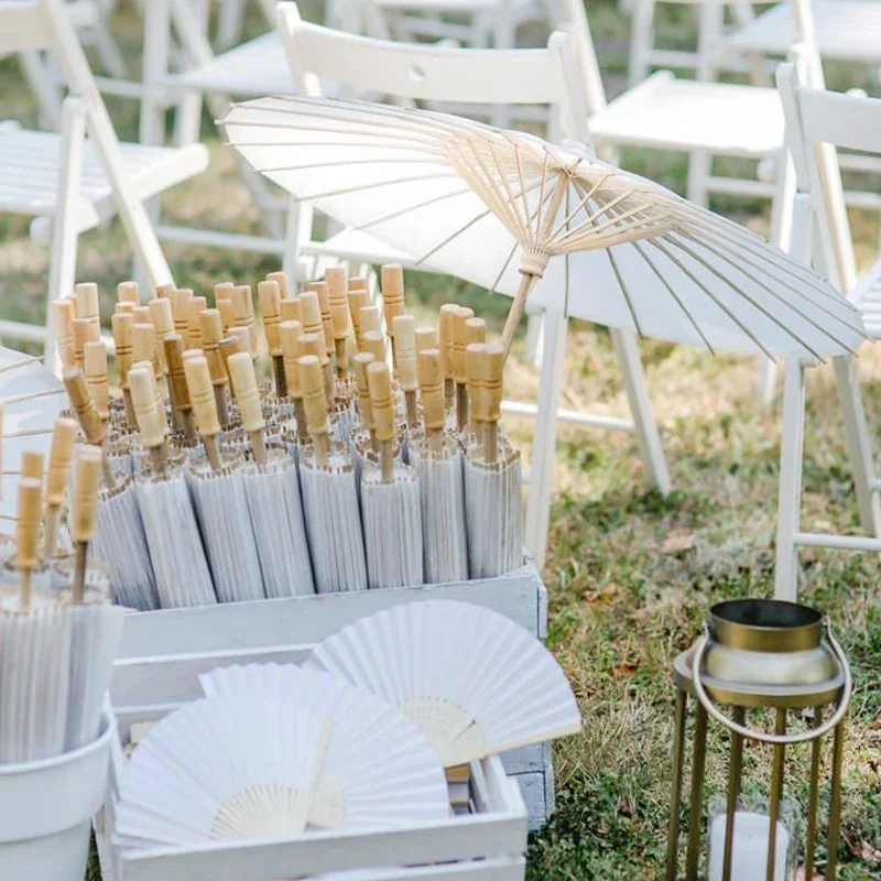 papierowy na ślub chiński olejny parasol biały DIY Parasol dla nowożeńców Baby Shower Party fotografia rekwizyt wystrój 60/84cm