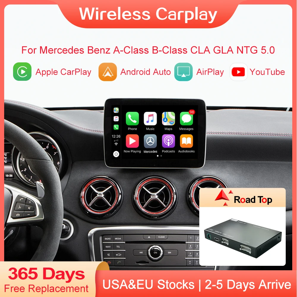 

Wireless CarPlay Android Auto for Mercedes Benz A-Class W176 B-Class W246 GLA CLA 2016-2018 with Mirror Link AirPlay Car Play