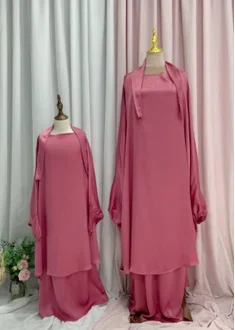 Мусульманское женское и детское платье-хиджаб для девочек комплект с капюшоном