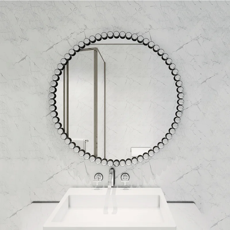 

Round Cosmetic Makeup Wall Mirror Bathroom Luxury Vanity House Led Livingroom Mirror Decoration Home Espelho Bohemian Decor