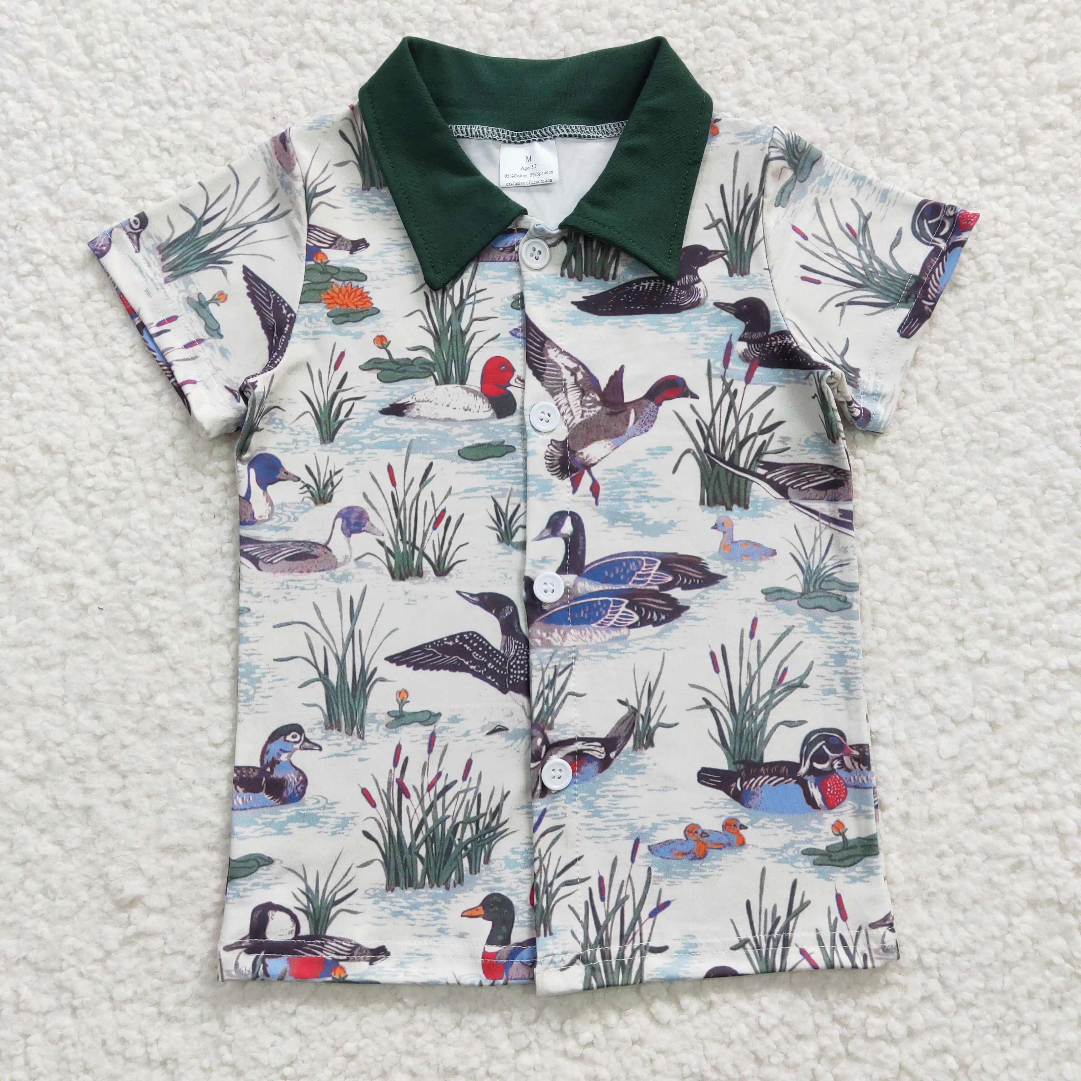 

best selling style kids clothing linen custom milk silk mallard short sleeve T-shirts toddler boys clothing sets