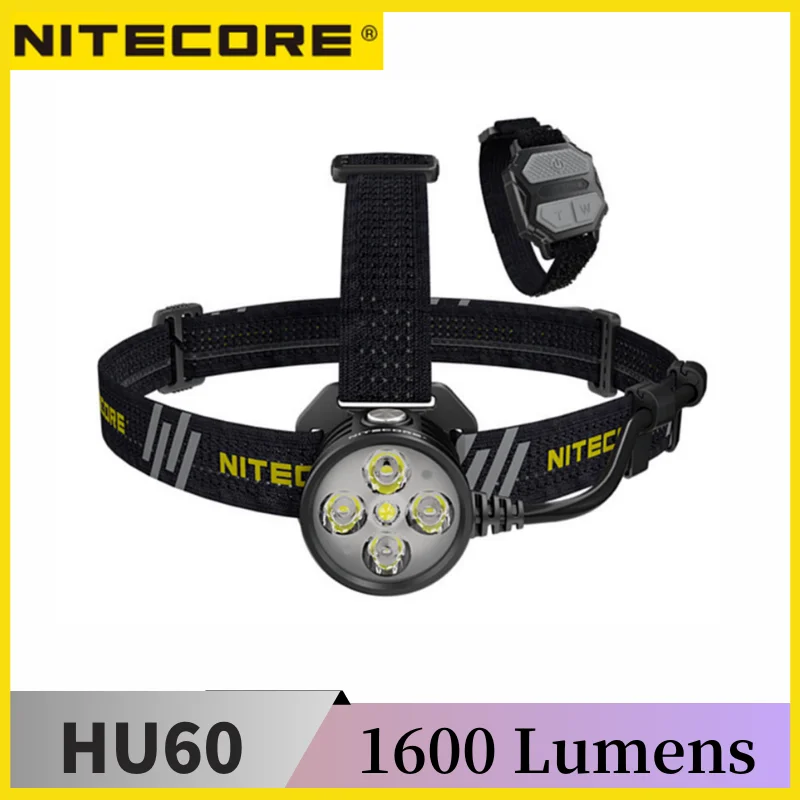 NITECORE HU60 USB Powered Elit Headlamp White light 4*  XP-G3 + 1* XHP35 HD LEDs max 1600 Lumen Headlight Blazing Spotlight