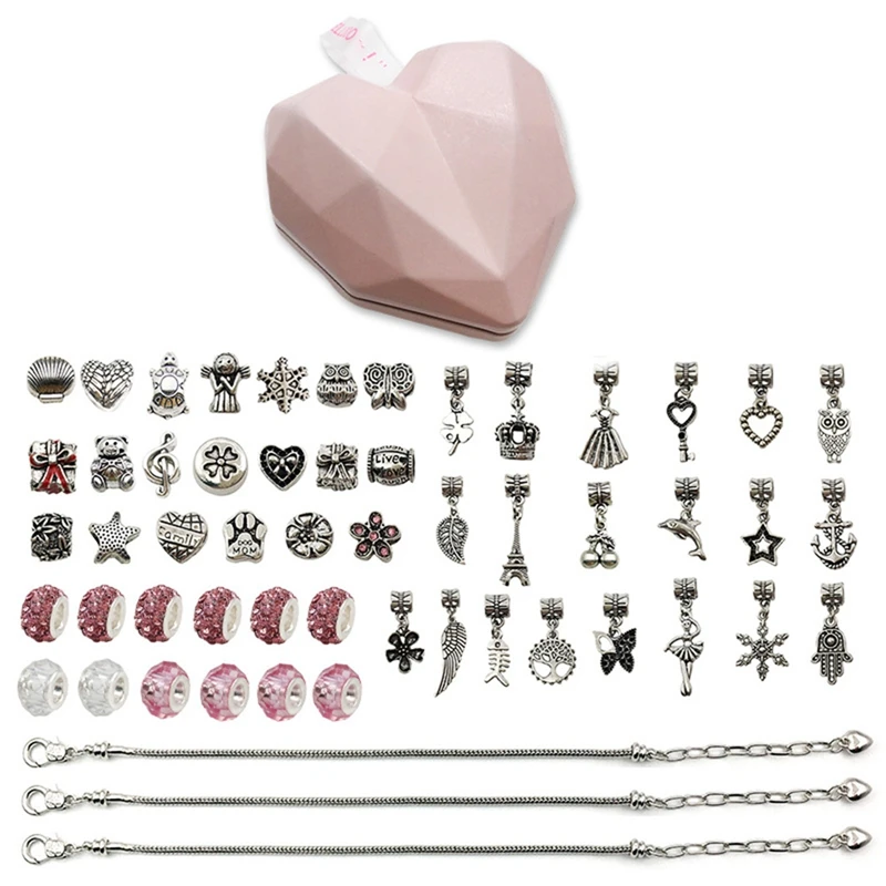

Charm Bracelets Kit for Girls, 55 Pcs Jewelry Making Kit with Bracelet Beads, Jewelry Charms, Bracelets with Gift Box