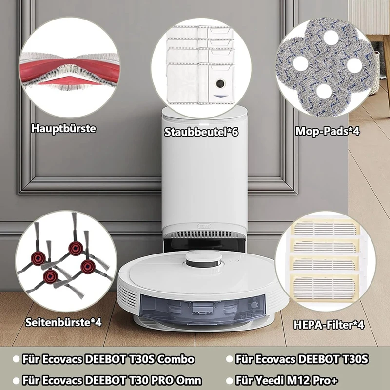 Запчасти для робота-пылесоса Ecovacs Deebot T30 Omni/T30 Pro Omni основная боковая щетка фильтр