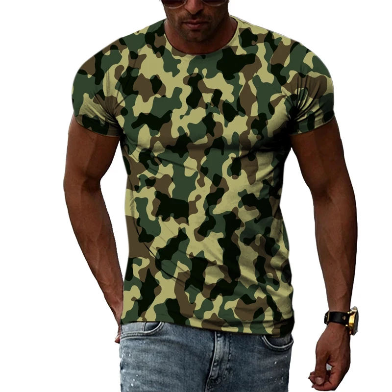 

Fashion New Camouflage Clothes Leisure Men T-shirts Casual 3D Print Hip Hop Harajuku Personality Round Neck Short Sleeve Top