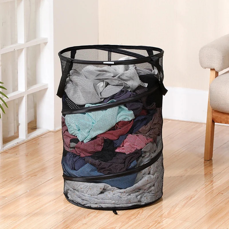 

Large Mesh Popup Laundry Hamper Portable Collapsible for Storage and Easy to Open Foldable Pop-Up Clothing basket
