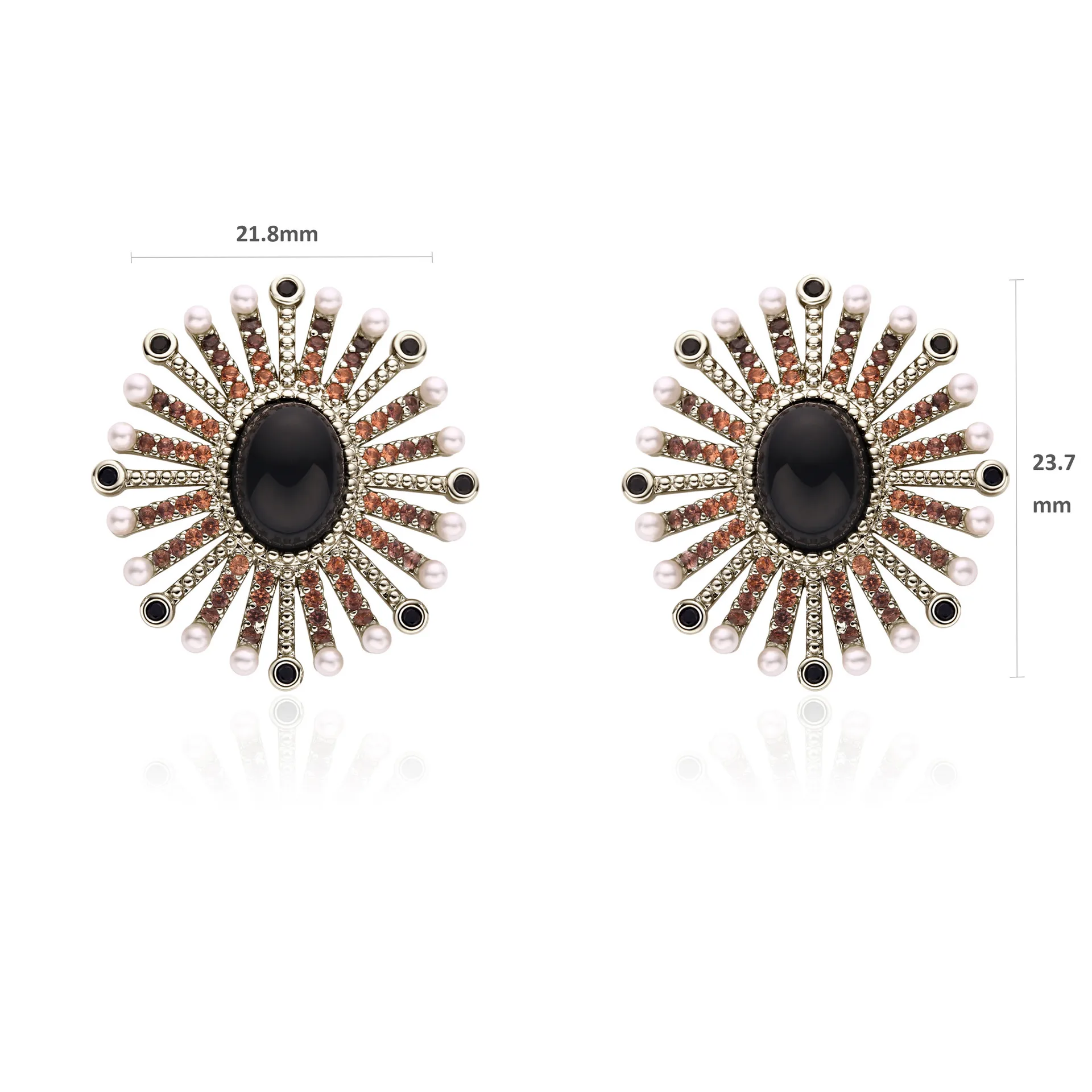 Boucles d'oreilles reine de styliste belge en Agate noire et perle, bijoux de haute qualité dorés pour femmes, cadeau de fête artistique personnalisé