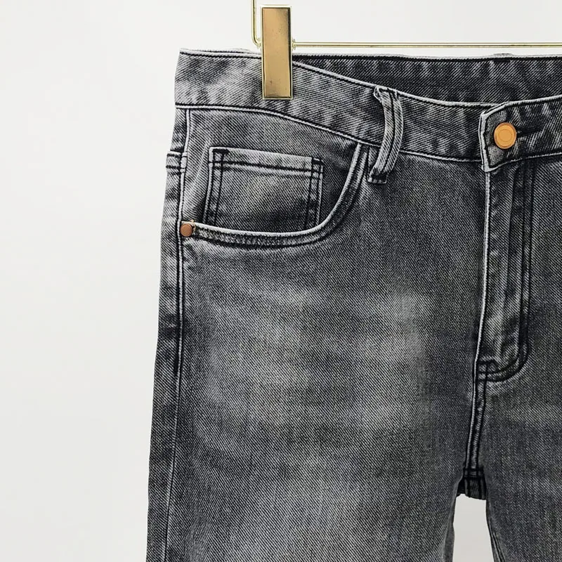 Luxury Brand H Men's Jeans Fashion Casual Mid-Waist Zipper Male Pants High Quality Washed Retro Korean Style Denim Trouser