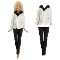 nk official fashion autumn outfit white shirt black trouseres for barbie 16 fr sd kurhn bjd doll clothes accessories toys