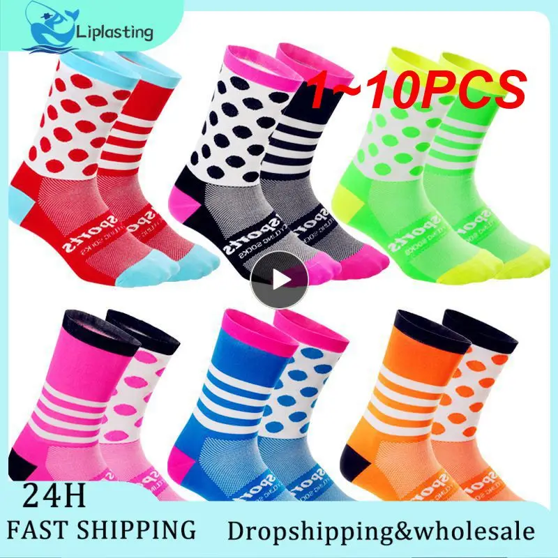 

Новинка, полосатые велосипедные носки в горошек, 1 ~ 10 шт., высокое качество, профессиональный бренд, дышащие спортивные носки, велосипедные носки, уличные гоночные носки для бега