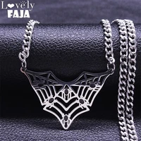 2022 fashion gothic spider web chain stainless steel neckalce silver color statement necklaces jewelry collares de mujer n900s03