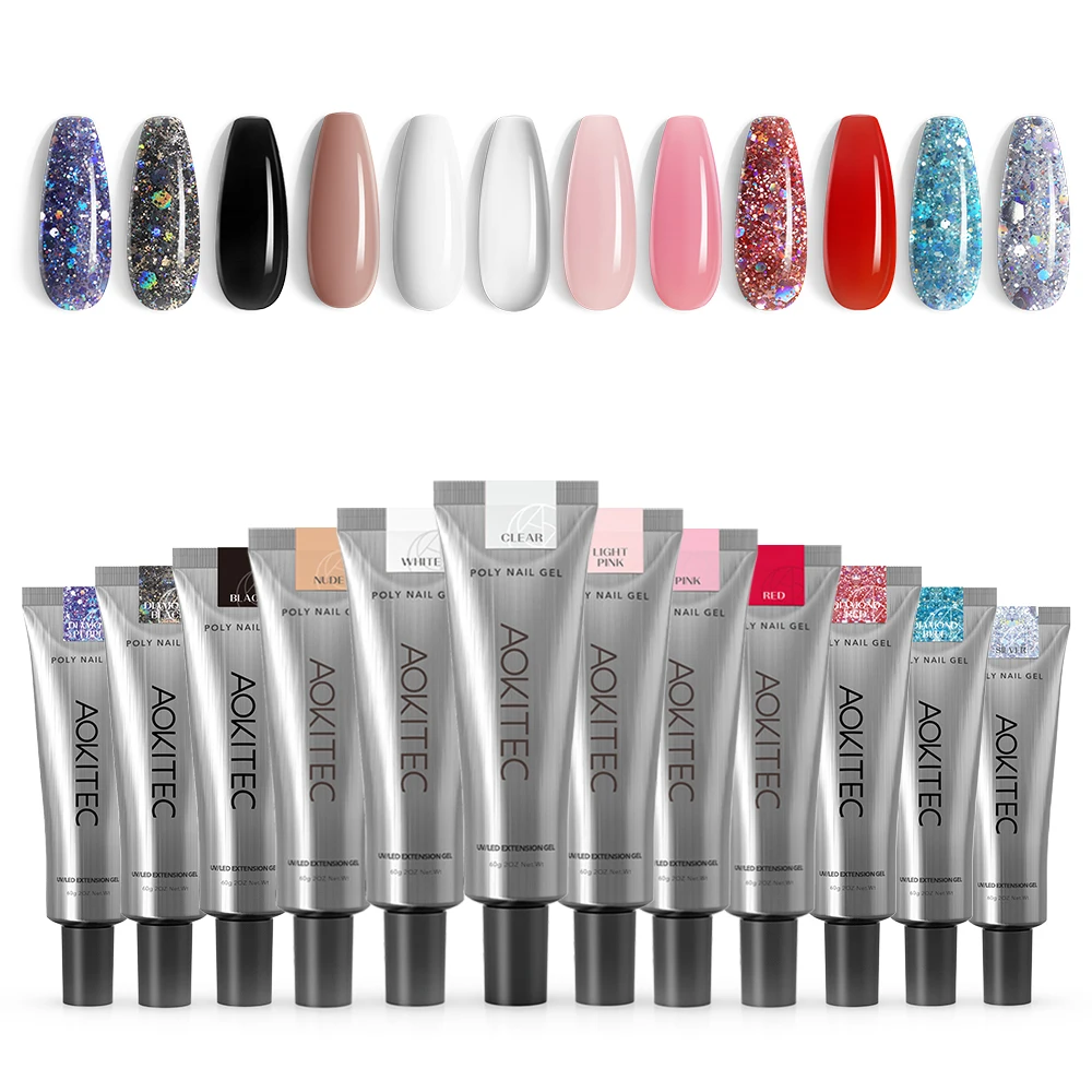Набор полигелей для ногтей Aokitec 60 г для французского наращивания ногтей желе для наращивания УФ/фотогель телесного цвета блестящий дизайн ногтей Набор полигелей для ногтей Aokitec 60 г для французского наращивания ногтей желе для наращивания УФ/фотогель телесного цвета блестящий дизайн ногтей