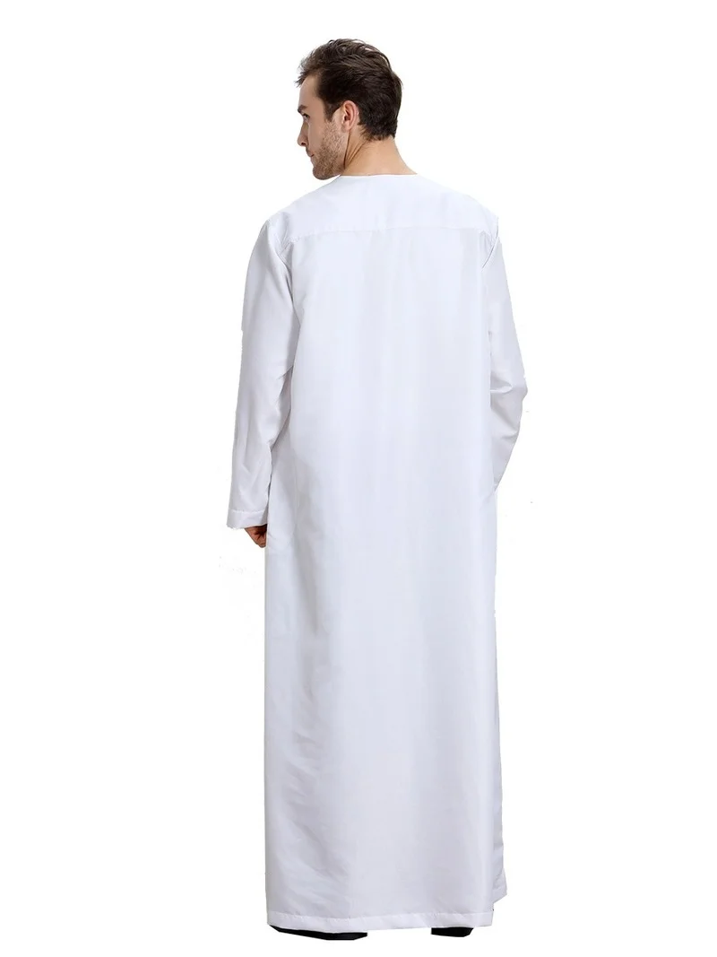 Muslim Men Jubba Thobe Kimono Long Robe Kaftan Solid Saudi Musulman Wear Abaya Caftan Islam Dubai Arab Dress Islamic Clothing