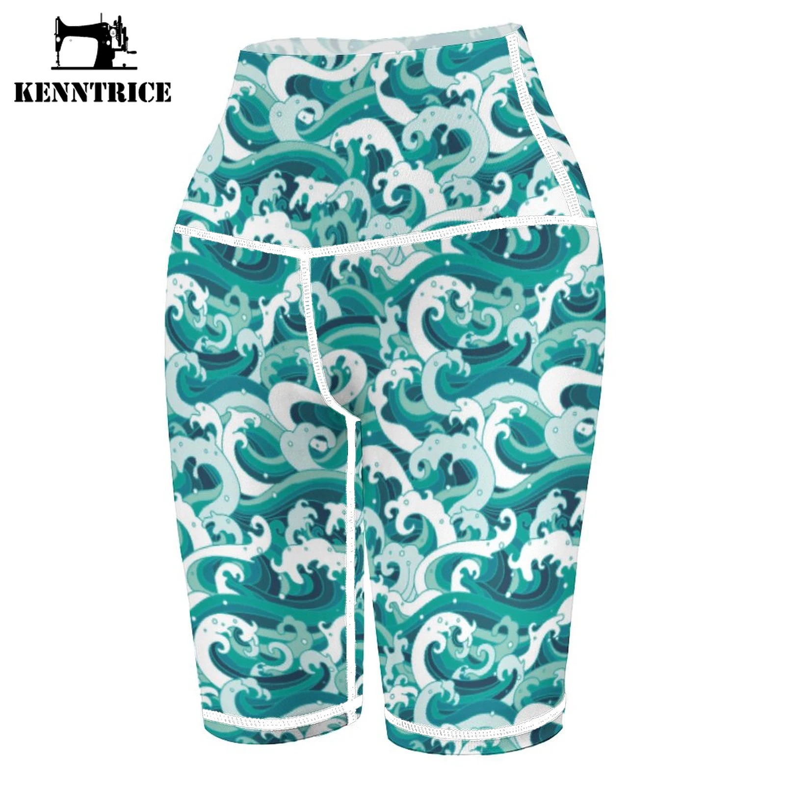 Kenntrice 2022 Summer Leggings Women Yoga Pants Fashion Wave Print Sports Gym Stretchy LoungeWear Lady High Waist Sexy Leggings