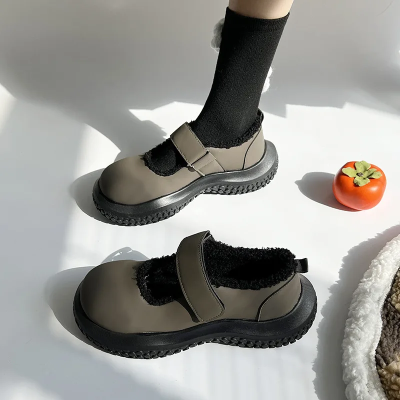 

Туфли Женские зимние с подкладкой из хлопка, однотонные