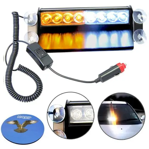 

8 LED Emergency Amber / White Strobe Visor Dashboard Lights Tow / Plow Escort for Truck Car Auto plus Coaster