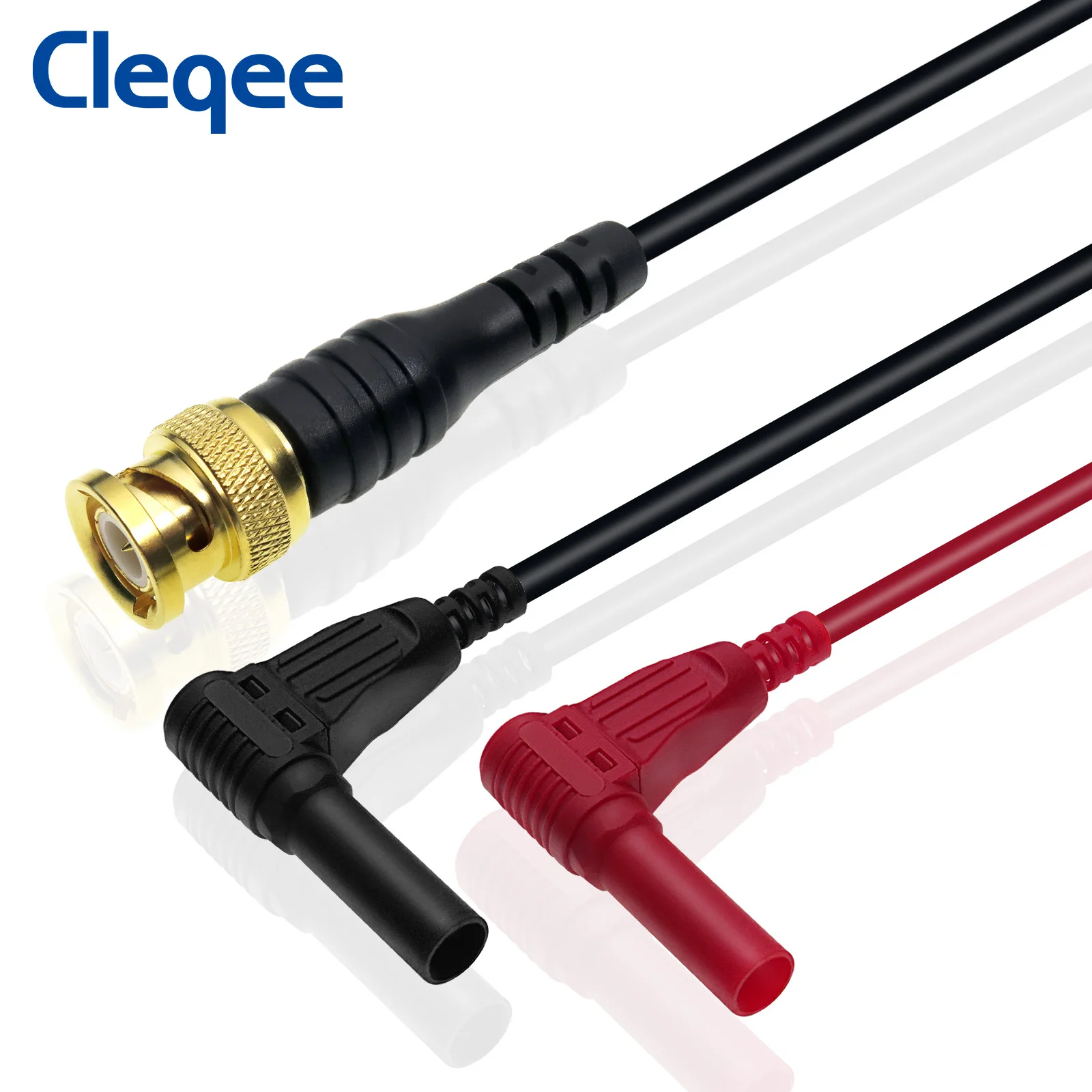 Фото Позолоченный штекер BNC Cleqee P1066 из чистой меди, штекер 4 мм, Прямоугольный штекер типа банан, коаксиальный кабель, осциллограф, испытательный провод 120 см №2