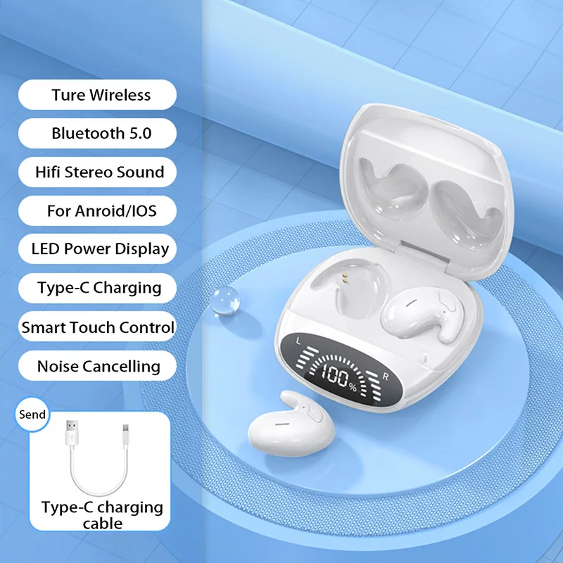 

New Invisible Earbuds For Side Sleepers Mini Headphones Hidden For Work Ture Wireless Bluetooth Stereo Earphones In-ear with Mic