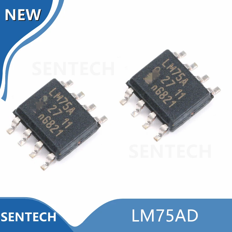 Новый оригинальный 10 шт./лот LM75AD LM75 LM75A SOP8 2C Универсальный датчик температуры с интерфейсом I2C/SMBus