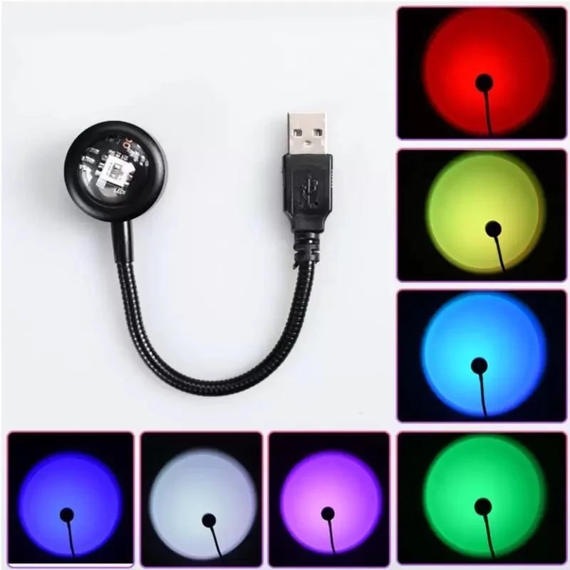 

USB Led Night Light Mini Rainbow Sunset Atmosphere Projection Lamp For Auto Wedding Car Roof Home Bedroom Wall Decoration Lamp