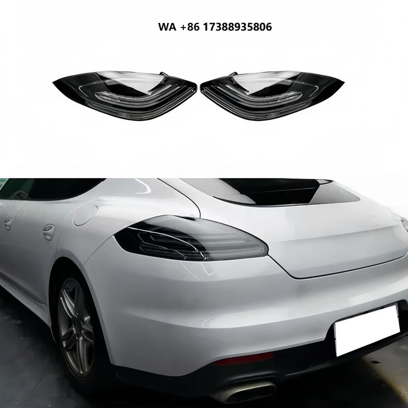 Фото Черные светодиодные задние фонари Smo-ked для Porsche Panamera 970.2 2014-2016, комплект задних фонарей в стиле GTS, замена. №1