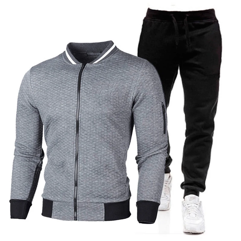 

2022 Men's Autumn And Winter Suit Fashion Zipper Cardigan Coat + Casual Men's Trousers Two-piecesets Sets Men Casual Sportswear
