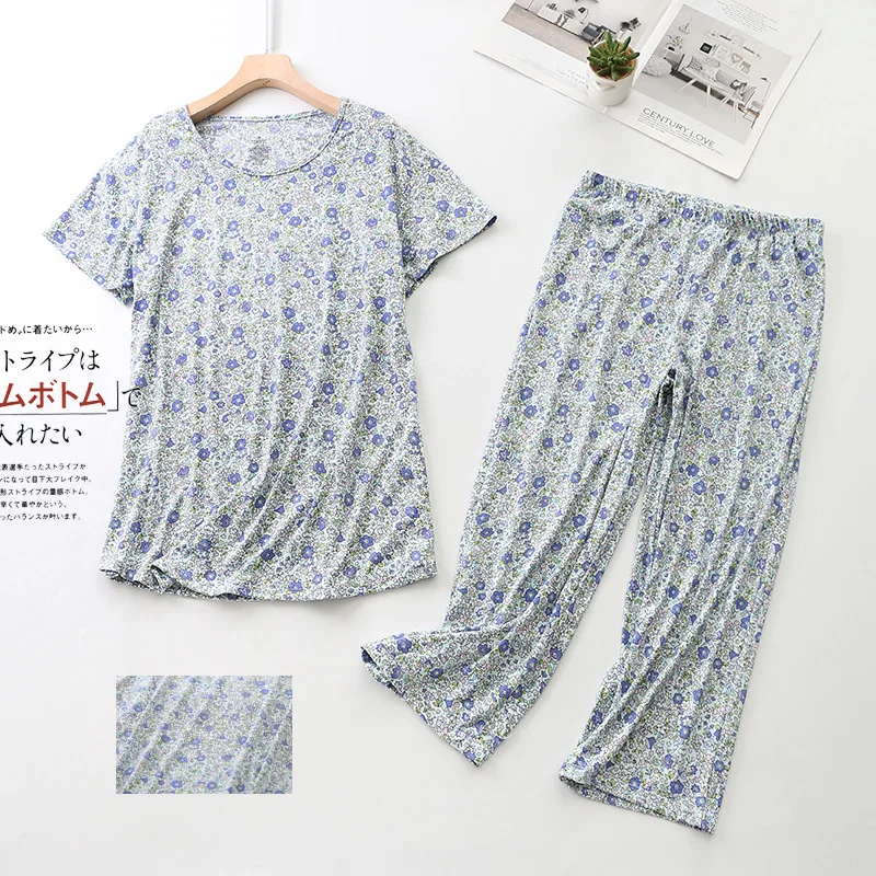 Cotton Pajamas Set T-shirt Pants 2Piece/Set Autumn Casual Elastic Pyjama Big Size Mom Cartoon Homewear Cozy Plus Sleepwear