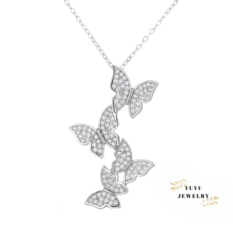 

Сверкающий Циркон YUYU для женщин, из стерлингового серебра 925 пробы, с бабочкой