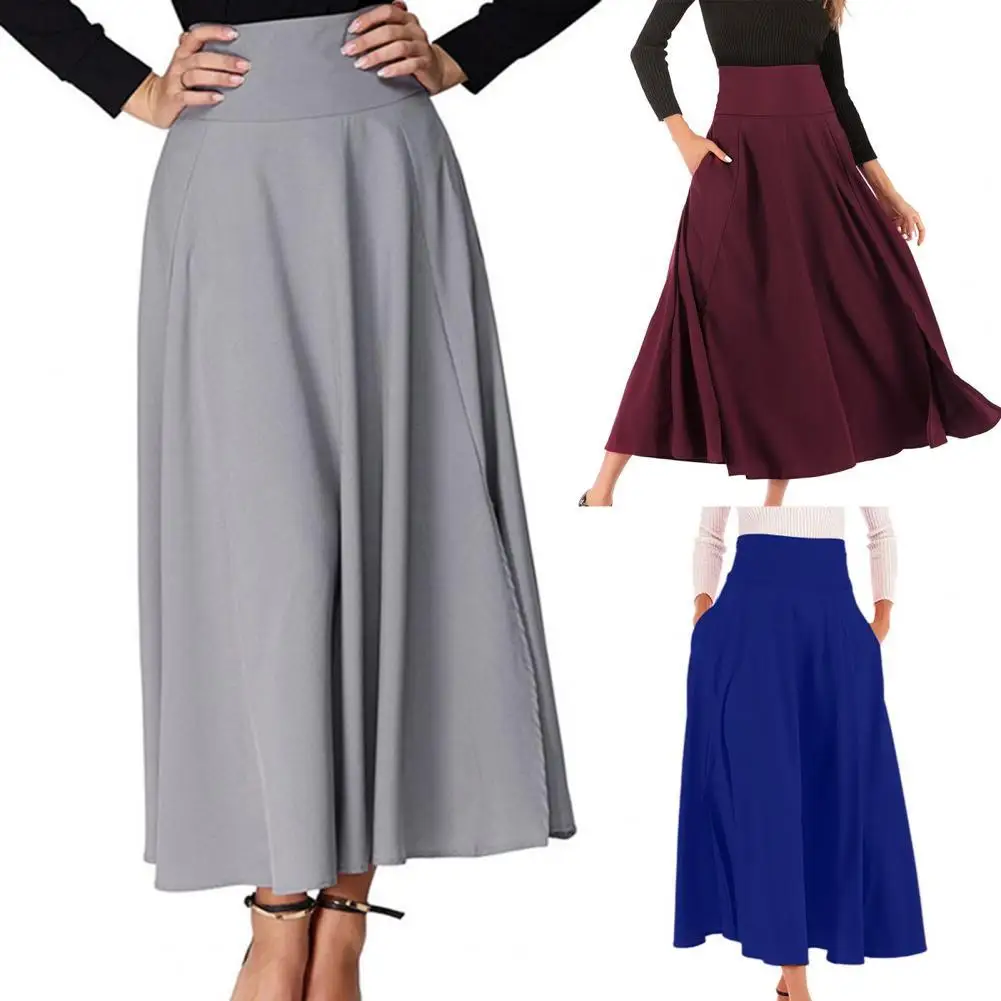 

Women Skirt Elegant Summer Skirt Comfy Loose Vintage Waist Tight Pleated Office Skirt