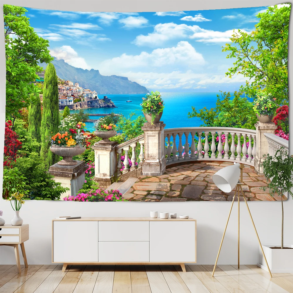 

Seaside Scenery Tapestry Wall Hanging Room Decoration Hippie Tapestries Tree Garden Mountain Tapestry Wall Art Cloth Boho Decor