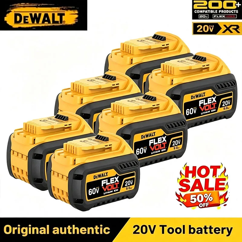 Фото Аккумулятор DeWALT 100% оригинальный 20В/60В 9000мАч MAX FlexVolt для DCB200 DCB205 DCB206 DCB209 DCB182, аккумулятор для электроинструмента, доставка по воздуху. №1
