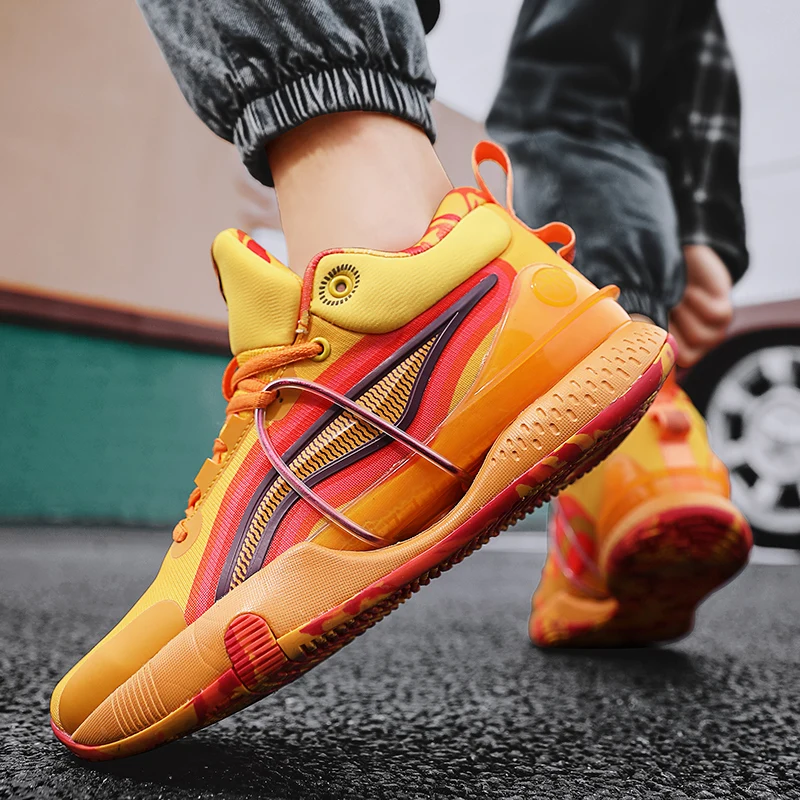 2022 Professional Men's Basketball Sneakers New Orange Basketball Shoes For Men Anti-skid High Top Sports Shoes Men basket homme