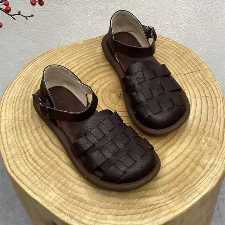 

Women's Sandals Retro Braided Soft Sole Breathable Elegant Flat Sandals Beach Shoes Fashion Low Heel Women's Shoes Sandals