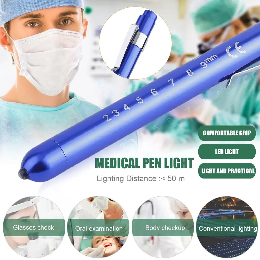 

Aluminum Medical Surgical Penlight Doctors clinical Pen Light Flashlight Torch With Scale First Aid mouth / ear care inspection