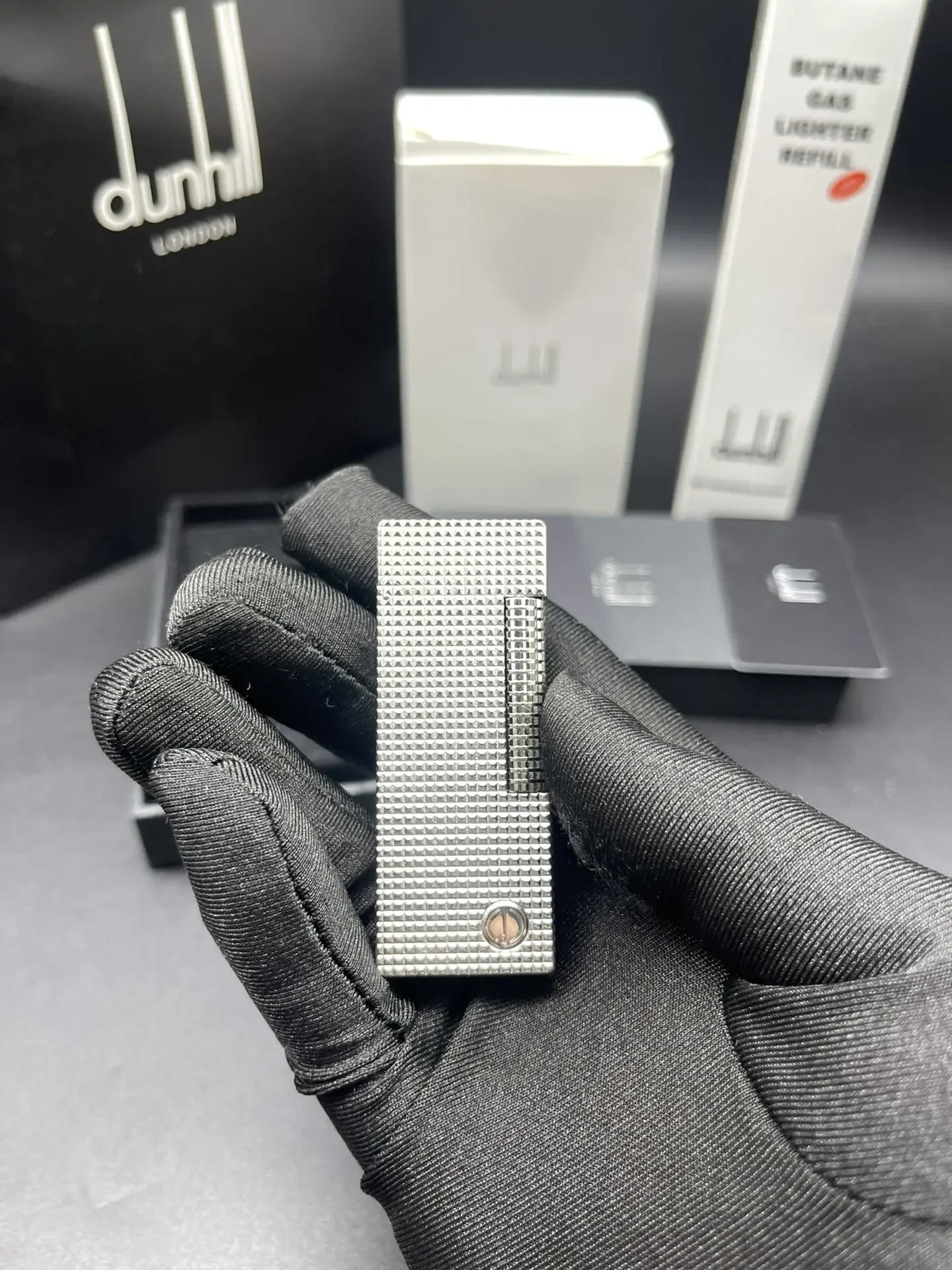 Dunhill Silver Paris Nail Pattern Металлическая кухонная ветрозащитная зажигалка для барбекю