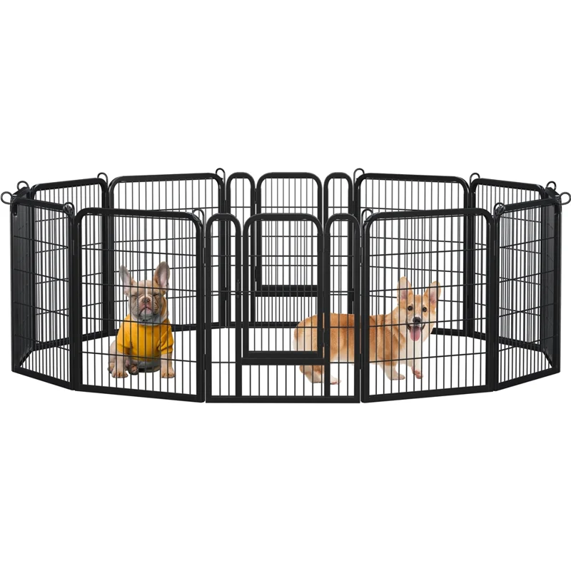 

31.5″ Tall 12 Panels Metal Dog Playpen Fence for Exercise, Black Large Dog Kennel Dog Crate Cage
