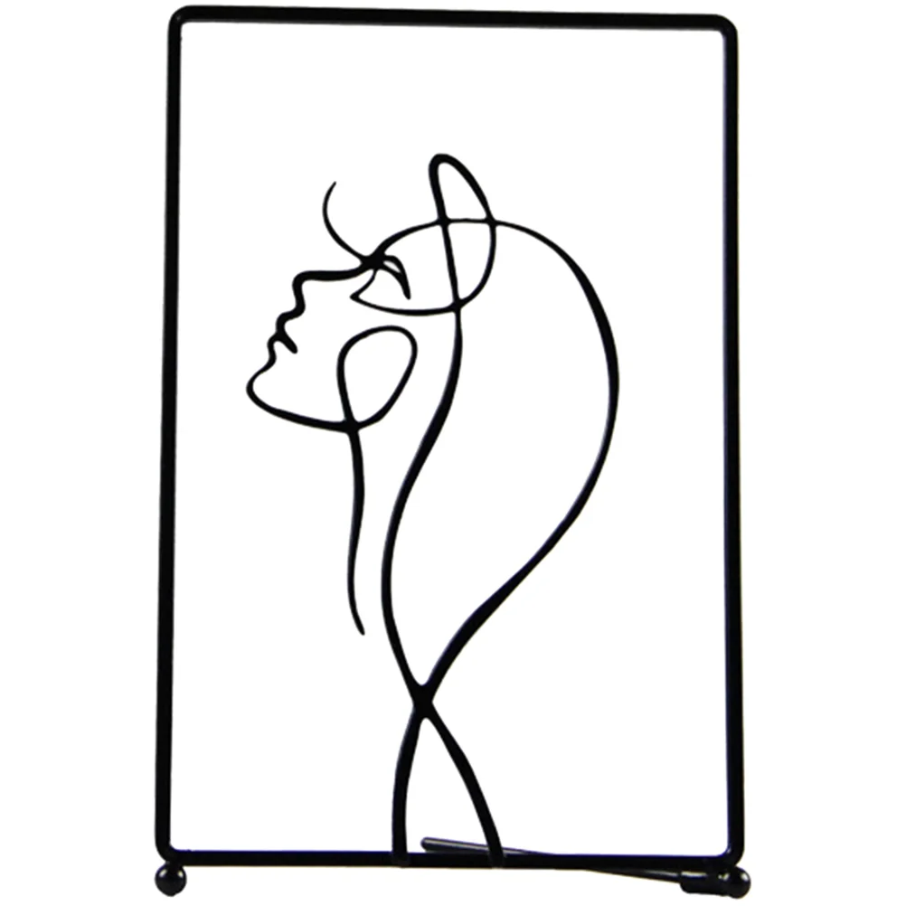 

Wall Metal Abstract Line Frame Sculpture Body Hanging Figurine Shape Female Poster Single Black Iron Minimalist Picture