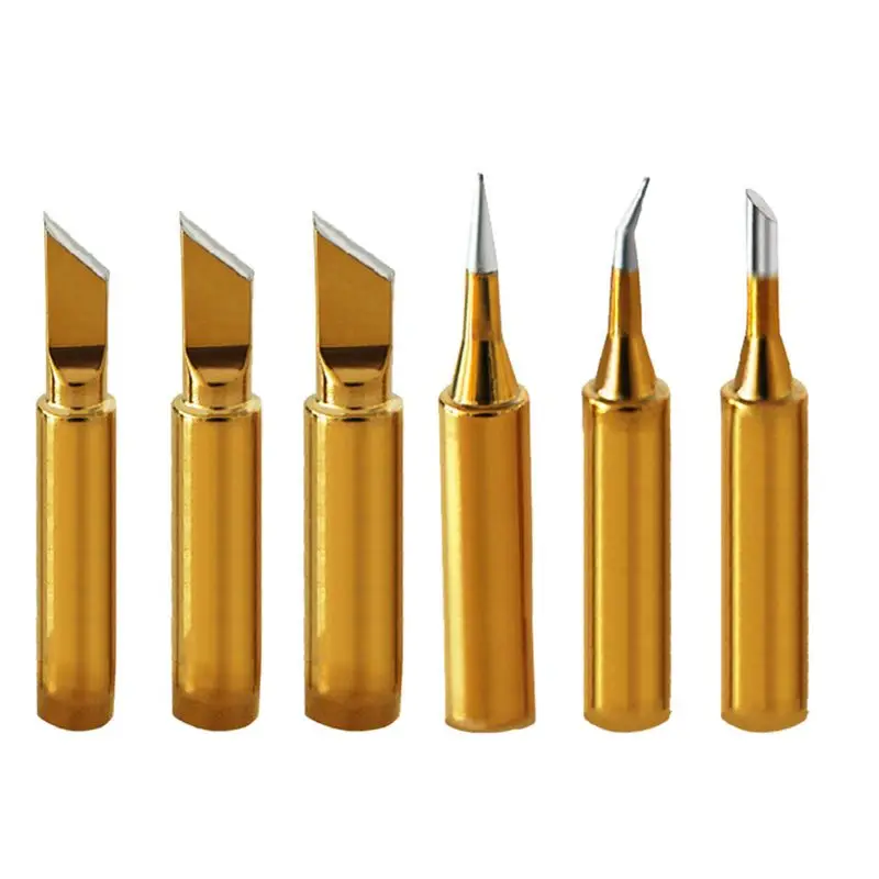 Replacement Soldering Iron Tip Gold Lead-Free Soldering Iron Tip Internal Heating Replacement for 936 Solder Station