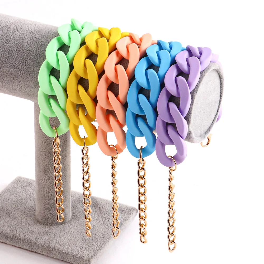 Women's Chain Link Bracelet - Acrylic Mesh Bracelet for Women Gross Fancy Mesh Large Plastic Links Resin Cuban Thick Bracelets