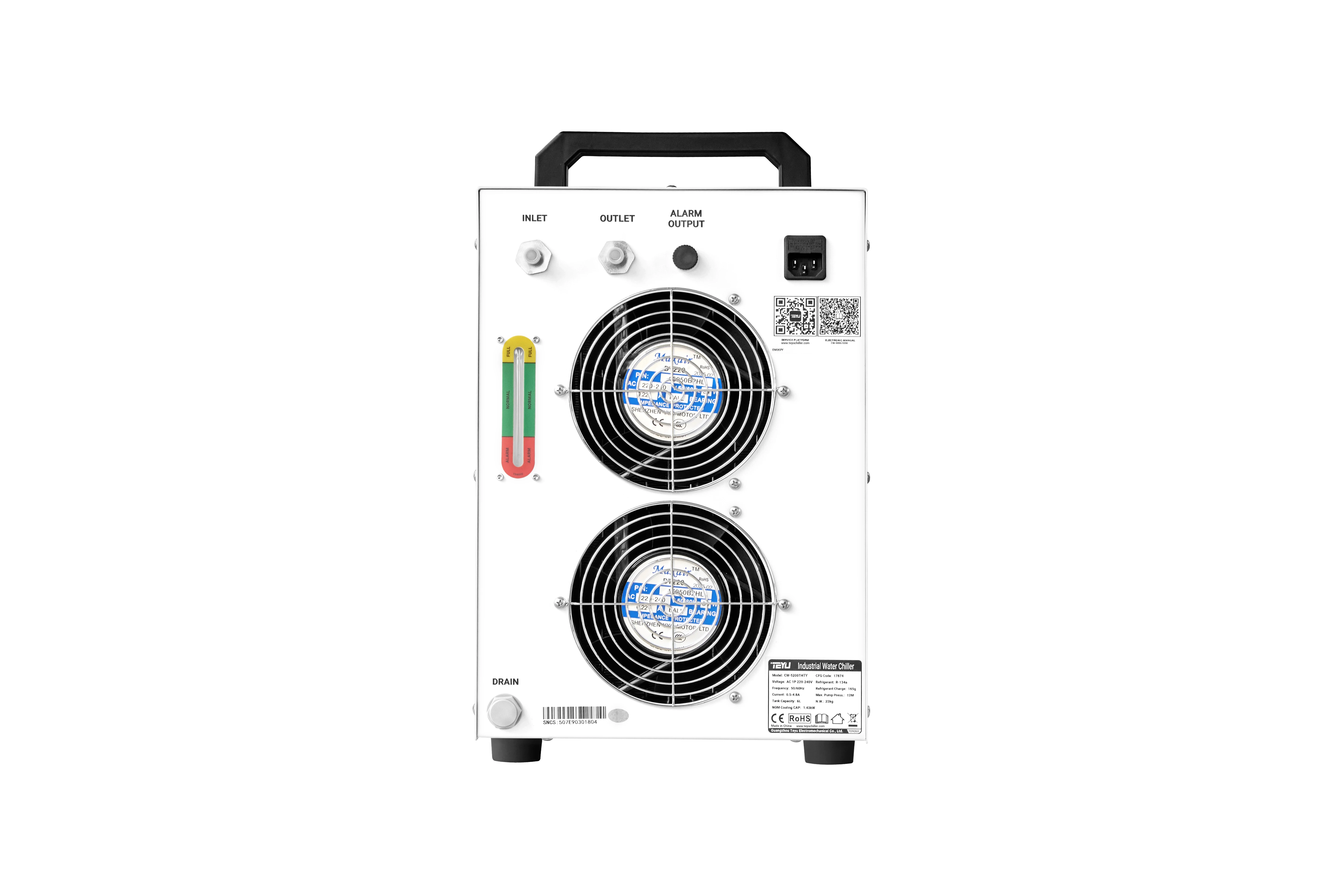 Фото TEYU CW-5200DITY: Низкотемпературный чиллер для шпинделей с ЧПУ с водяным охлаждением №2