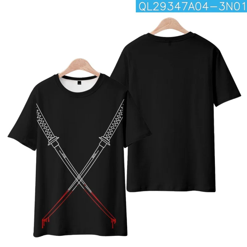 

Летняя модная повседневная Уличная одежда, черная Пляжная футболка с принтом самурайского ножа и коротким рукавом, мужские и женские Топы в стиле хип-хоп