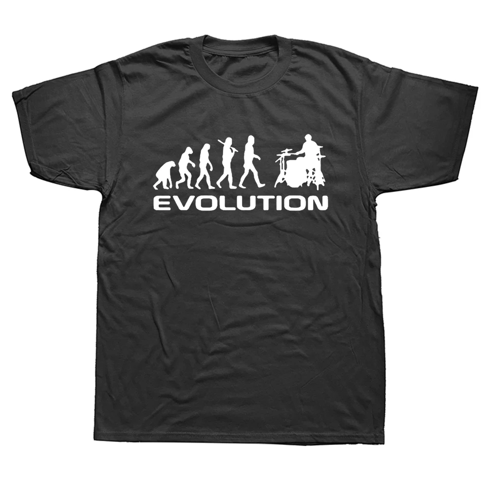 

Drummer Evolution Funny Music Humor Drums T Shirts Graphic Cotton Streetwear Short Sleeve Harajuku Hip Hop Birthday Gift T-shirt